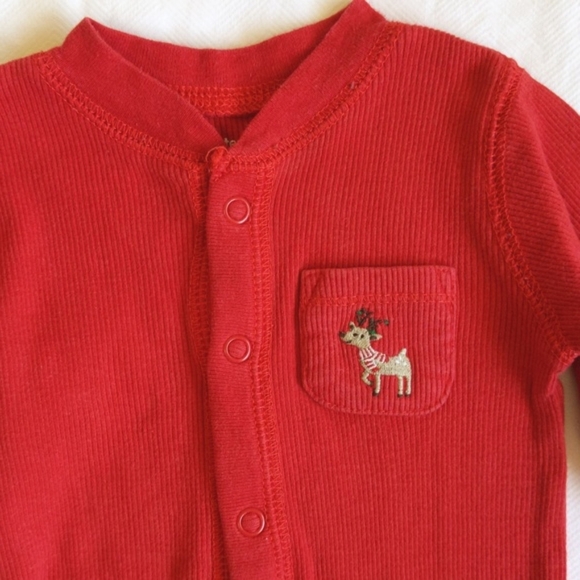 carter's red ribbed long john style footless snap sleeper pajamas 6 months baby - Picture 2 of 5